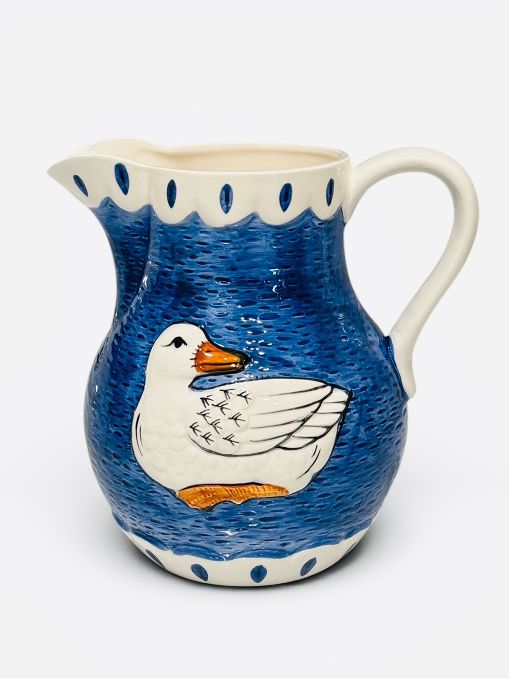 Vintage Sigma Tastesetter Towle Duck Pitcher • Cobalt Blue Ceramic • 7¼"
